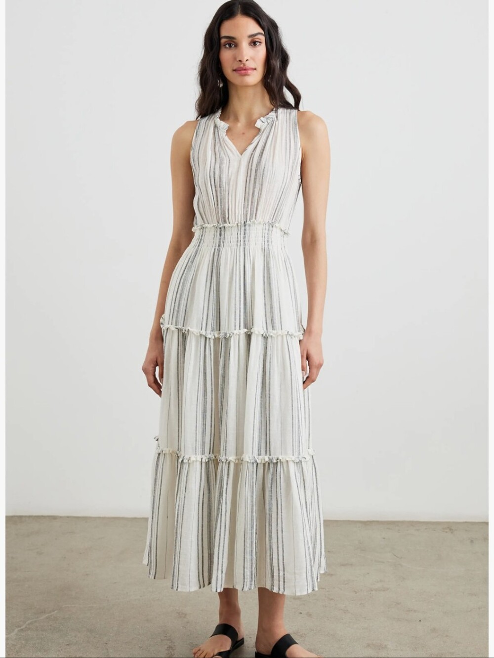 Rails Loulou Striped Sleeveless Linen Blend Maxi Dress Coastal Resort Summer - Picture 3 of 13